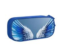 Estuche para lápices con estampado de alas de ángel, cosméticos, herramientas de arte, suministros para estudiantes, profesores, uso versátil, Blue, Talla única, Juego de mochila escolar