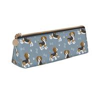 Estuche para lápices con estampado de animales Beagles, estuche triangular portátil para lápices, organizador de cuero con cremallera, bolsa de cosméticos, ver imagen, Talla única, Organizador de