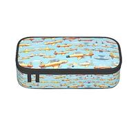 Estuche para lápices con estampado de aviones pequeños, tamaño mediano, con doble cremallera, para el trabajo, bonito, Muchos aviones pequeños de dibujos animados, Talla única