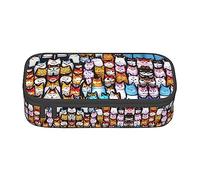 Estuche para lápices con estampado de aviones pequeños, tamaño mediano, con doble cremallera, para el trabajo, bonito, Muchos gatos de dibujos animados, Talla única