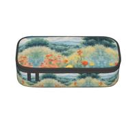 Estuche para lápices con estampado de balón deportivo de fútbol, tamaño mediano, bolsa con doble cremallera para el trabajo, lindo, Temporada de acuarelas de flores, Talla única