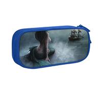 Estuche para lápices con estampado de barco pirata de sirena y vela en el mar, estuche organizador de lápices de doble capa para oficina Co, color, 5.0cm*10.5cm*20.5cm, Estuche para lápices