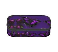 Estuche para lápices con estampado de búhos en ramas de árbol, tamaño mediano, bolsa con doble cremallera para el trabajo, lindo, Una mariposa de ciruela morada, Talla única