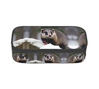 Estuche para lápices con estampado de búhos en ramas de árbol, tamaño mediano, bolsa con doble cremallera para el trabajo, lindo, Opossum in Snow Print, Talla única