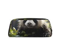 Estuche para lápices con estampado de cachorros de panda en el bosque, estuche para lápices con cremallera, organizador portátil de papelería, bolsa para lápices, oficina y viajes, Gold, Talla única