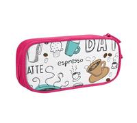 Estuche para lápices con estampado de café delicioso para guardar cosméticos, herramientas de arte, suministros para estudiantes, profesores, uso versátil, Pink, Talla única, Juego de mochila escolar
