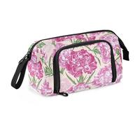 Estuche para lápices con estampado de claveles rosas de gran capacidad con asa de cremallera para niños y escuela, multicolor, Talla única, moderno