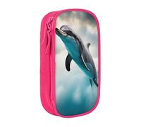 Estuche para lápices con estampado de delfín divertido que mira a ti, bolsa de almacenamiento, caja de lápices de gran capacidad, bolsa portátil para bolígrafos de oficina con cremallera