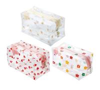 Estuche Para Lápices Con Estampado De Dibujos Animados De 3 Piezas, Estuche Para Lápices Transparente, Bolsa De Almacenamiento Impermeable, Bolsa De Aseo De Gran Capacidad