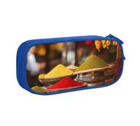 Estuche para lápices con estampado de especias y condimentos, cosméticos, herramientas de arte, suministros para estudiantes, profesores, uso versátil, Blue, Talla única, Juego de mochila escolar