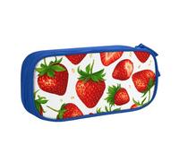 Estuche para lápices con estampado de fresas, cosméticos, herramientas de arte, suministros para estudiantes, profesores, uso versátil, Blue, Talla única, Juego de mochila escolar
