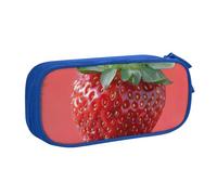 Estuche para lápices con estampado de fresas, cosméticos, herramientas de arte, suministros para estudiantes, profesores, uso versátil, Blue, Talla única, Juego de mochila escolar