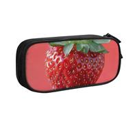 Estuche para lápices con estampado de fresas, cosméticos, herramientas de arte, suministros para estudiantes, profesores, uso versátil, Black, Talla única, Juego de mochila escolar