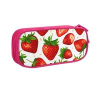 Estuche para lápices con estampado de fresas, cosméticos, herramientas de arte, suministros para estudiantes, profesores, uso versátil, Pink, Talla única, Juego de mochila escolar