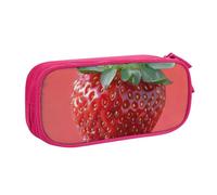 Estuche para lápices con estampado de fresas, cosméticos, herramientas de arte, suministros para estudiantes, profesores, uso versátil, Pink, Talla única, Juego de mochila escolar