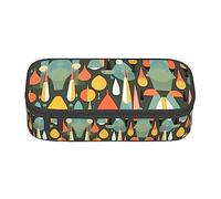 Estuche para lápices con estampado de gatos de arte moderno de mediados de siglo, tamaño mediano, bolsa con doble cremallera para el trabajo, lindo, Estilo retro moderno de mediados de siglo con