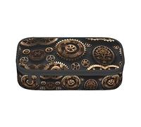 Estuche para lápices con estampado de girasol de verano, tamaño mediano, bolsa con doble cremallera para el trabajo, lindo, Engranajes Steampunk, Talla única