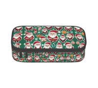Estuche para lápices con estampado de gnomos de Navidad, estuche de gran capacidad, bolsa de maquillaje multiusos con cremallera, Black, Talla única, Neceser