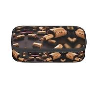Estuche para lápices con estampado de grano de madera, tamaño mediano, bolsa con doble cremallera para el trabajo, bonito, Corcho para botella de vino, Talla única