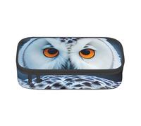 Estuche para lápices con estampado de hojas del día de San Patricio, tamaño mediano, bolsa con doble cremallera para el trabajo, lindo, Ojos de búho nevado, Talla única, Compacto