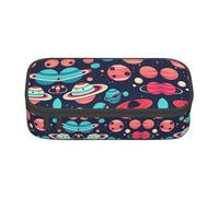 Estuche para lápices con estampado de hongos salvajes, tamaño mediano, bolsa con doble cremallera para el trabajo, lindo, Planetas espaciales, Talla única