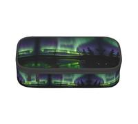 Estuche para lápices con estampado de Jet Fighter, tamaño mediano, con doble cremallera para el trabajo, bonito, Aurora boreal oscura, Talla única