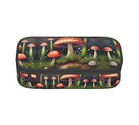 Estuche para lápices con estampado de jirafa de dibujos animados, tamaño mediano, bolsa con doble cremallera para el trabajo, lindo, Pintura de hongos, Talla única