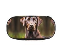 Estuche para lápices con estampado de labrador retriever marrón, elegante, para estudiantes, bolígrafos, maquillaje, artículos de aseo personal, fácil acceso, Black, Talla única, Organizador de bolsas
