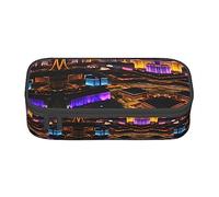 Estuche para lápices con estampado de lavanda, tamaño mediano, con doble cremallera, para el trabajo, bonito, Vista nocturna de Las Vegas, Talla única