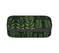 Estuche para lápices con estampado de mapa náutico, diseño de velero, tamaño mediano, bolsa con doble cremallera para el trabajo, bonito, Silueta de planta natural con hoja de helecho, Talla única