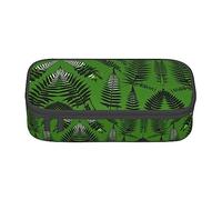 Estuche para lápices con estampado de mapa náutico, diseño de velero, tamaño mediano, bolsa con doble cremallera para el trabajo, bonito, Silueta de plantas naturales con hojas de helecho, Talla única