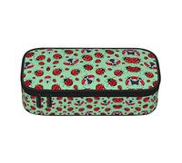 Estuche para lápices con estampado de mariquitas rojas sobre un fondo azul, estuche de gran capacidad, organizador de almacenamiento de papelería para adolescentes, niñas, niños y adultos, color,
