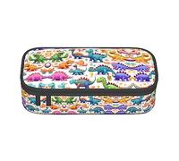 Estuche para lápices con estampado de muchas patatas, tamaño mediano, bolsa con doble cremallera para el trabajo, bonito, Muchos dinosaurios coloridos de dibujos animados, Talla única