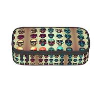 Estuche para lápices con estampado de muchas patatas, tamaño mediano, bolsa con doble cremallera para el trabajo, bonito, Muchos gráficos retro de cabeza de calavera, Talla única