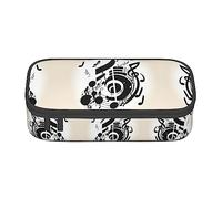 Estuche para lápices con estampado de nativos americanos, tamaño mediano, bolsa con doble cremallera para el trabajo, lindo, Nota musical, Talla única