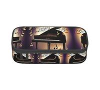 Estuche para lápices con estampado de nativos americanos, tamaño mediano, bolsa con doble cremallera para el trabajo, lindo, Piano de notas musicales, Talla única