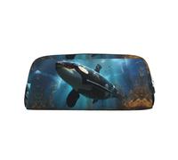 Estuche para lápices con estampado de orcas enormes, estuche para lápices con cremallera, organizador portátil de papelería, bolsa para lápices, oficina y viajes, Silver, Talla única, Decoración de
