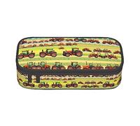 Estuche para lápices con estampado de palmeras tropicales y atardecer, tamaño mediano, con doble cremallera, para el trabajo, bonito, Cultivo de tractores, Talla única