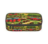 Estuche para lápices con estampado de palmeras tropicales y atardecer, tamaño mediano, con doble cremallera, para el trabajo, bonito, Granja de tractores, Talla única