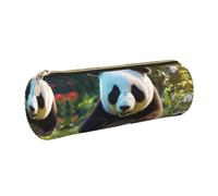 Estuche para lápices con estampado de panda para adultos, elegante, organizador de artículos de papelería, viaje diario, versátil, Gold, One Size, Organizador de bolsas