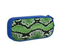 Estuche para lápices con estampado de piel de serpiente verde para guardar cosméticos, herramientas de arte, suministros para estudiantes, profesores, uso versátil, Blue, Talla única, Juego de mochila