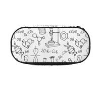Estuche para lápices con estampado de química, espacioso, con cremallera, herramientas de maquillaje de alta capacidad, suministros de oficina, Negro, One Size, Lindo