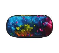 Estuche para lápices con estampado de salpicaduras de pintura, espacioso, con cremallera, herramientas de maquillaje de alta capacidad, suministros de oficina, Negro, One Size, Lindo