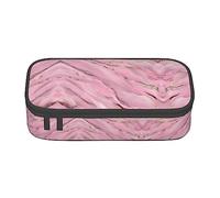Estuche para lápices con estampado de sirena, color rosa pastel y aguamarina, tamaño mediano, con doble cremallera para el trabajo, bonito, Textura de mármol, Talla única