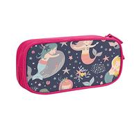 Estuche para lápices con estampado de sirena en el océano, caja de lápices de doble capa, organizador para oficina, universidad, escuela, adultos y adolescentes, color, 5.0cm*10.5cm*20.5cm, Estuche para lápices