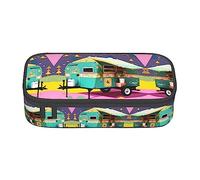 Estuche para lápices con estampado de tortuga marina azul, tamaño mediano, bolsa con doble cremallera para el trabajo, bonito, Remolque You Make Me Happy Camper, Talla única