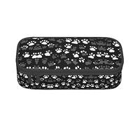 Estuche para lápices con estampado de tortuga marina azul, tamaño mediano, bolsa con doble cremallera para el trabajo, bonito, Estampado de patas en blanco y negro, Talla única