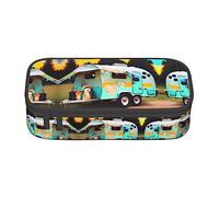 Estuche para lápices con estampado de tortuga marina azul, tamaño mediano, bolsa con doble cremallera para el trabajo, bonito, You Make Me Happy Camper, Talla única