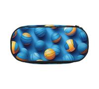 Estuche para lápices con estampado de voleibol, espacioso, con cremallera, alta capacidad, herramientas de maquillaje, suministros de oficina, Negro, One Size, Lindo
