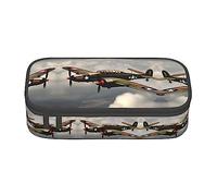 Estuche para lápices con estampado de Yin Yang, tamaño mediano, con doble cremallera, para el trabajo, bonito, Avión de la Segunda Guerra Mundial, Talla única